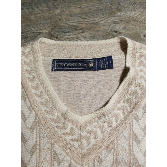 Crossings Mens Large Long Sleeve Tan Winter Warm USA Made Cotton Loose Wrist - Picture 5 of 7